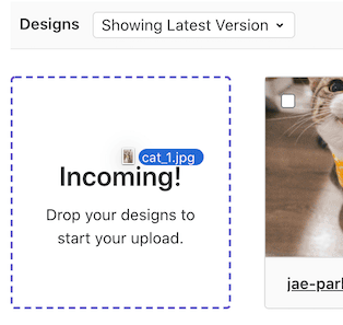 Drag and drop design uploads