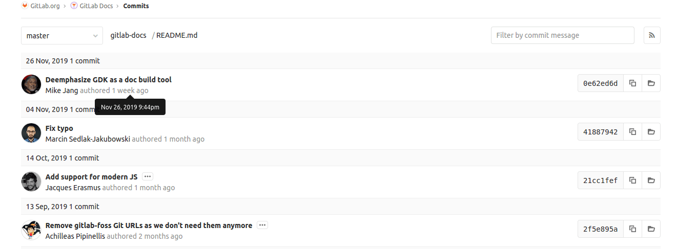 履歴ボタン出力 Git log output